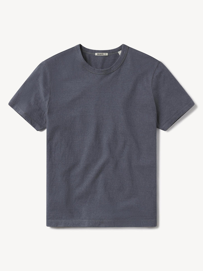 View of the Steel Blue Yuma Hemp Cotton Classic Tee