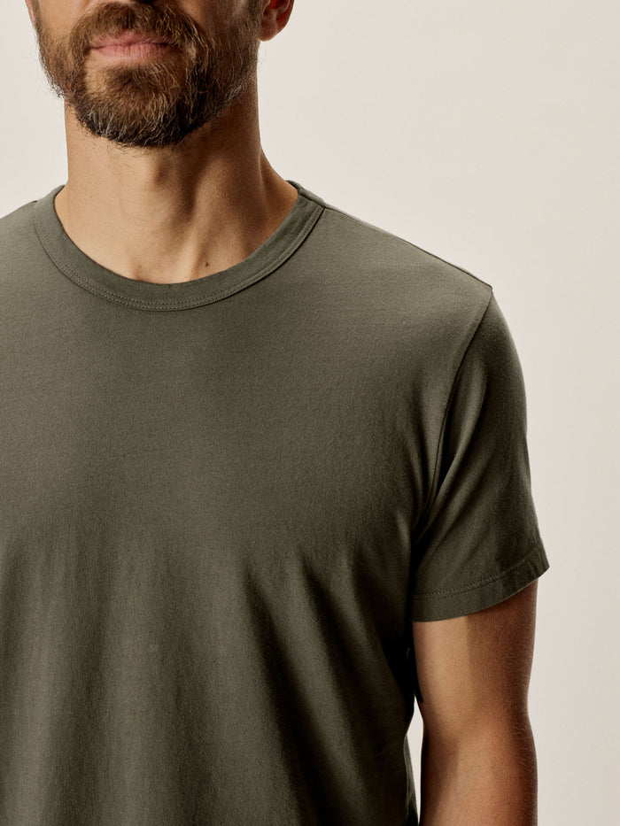 View of the Field Olive Pima Curved Hem Tee