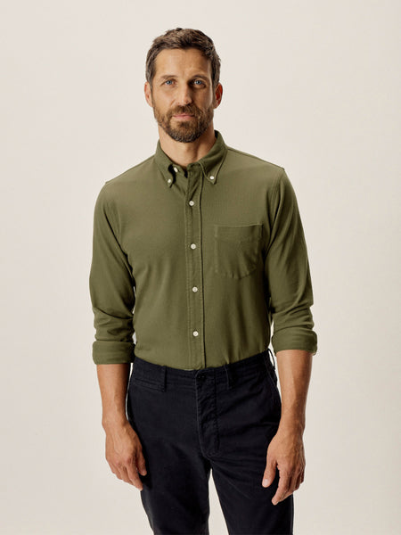 Ranger Green Campus Knit Oxford Button Down Shirt – Buck Mason