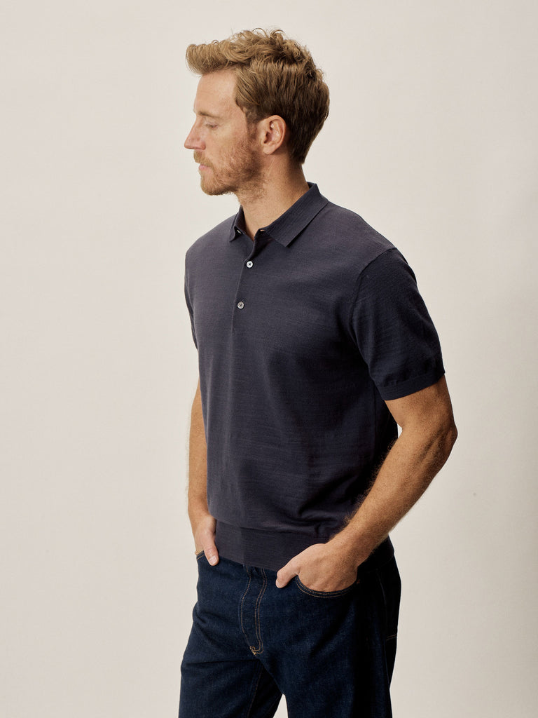 Dark Navy Avalon Knit Polo Buck Mason