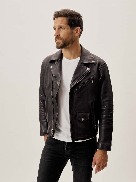 Black Leather Bruiser Moto Jacket – Buck Mason