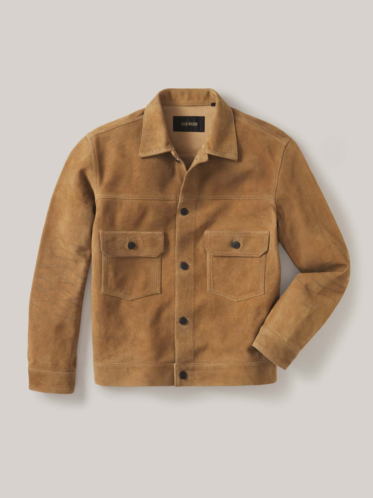 Sand Full Grain Suede Trucker Jacket 