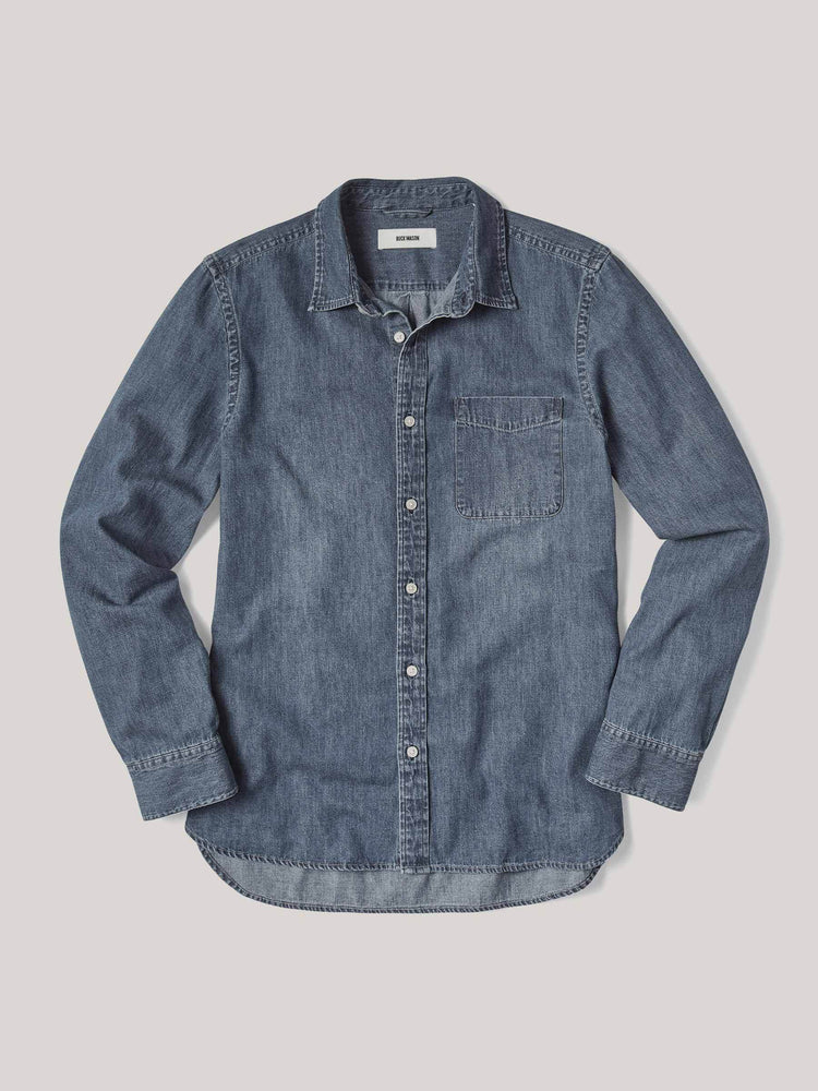 medium wash denim shirt