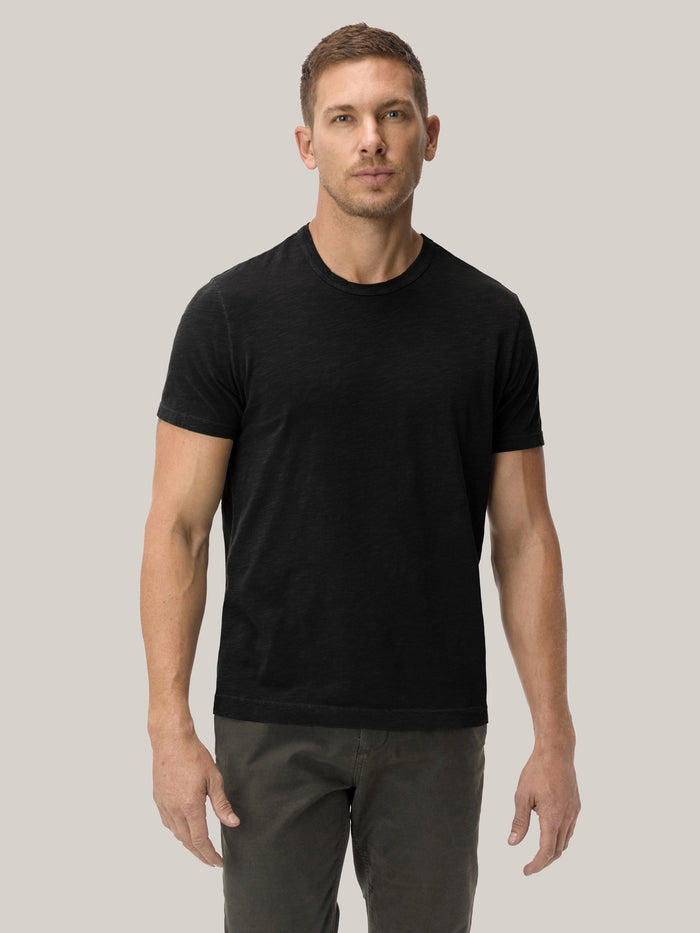 Model Wearing Black Slub Classic Tee