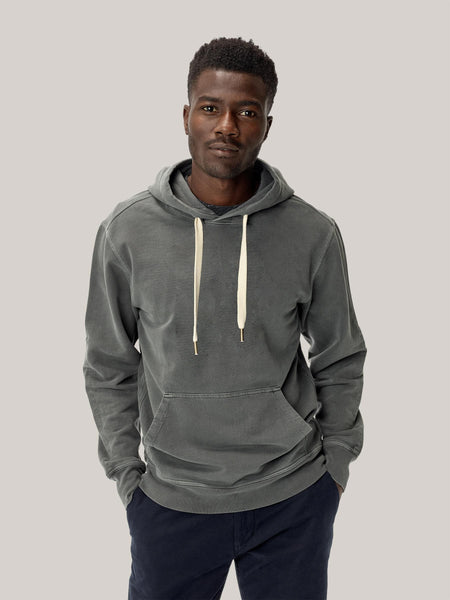 Faded Black Brushed Loopback Hooded Sweatshirt – Buck Mason