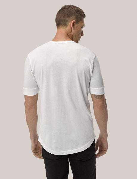 White Pima Short Sleeve Curved Hem Henley – Buck Mason