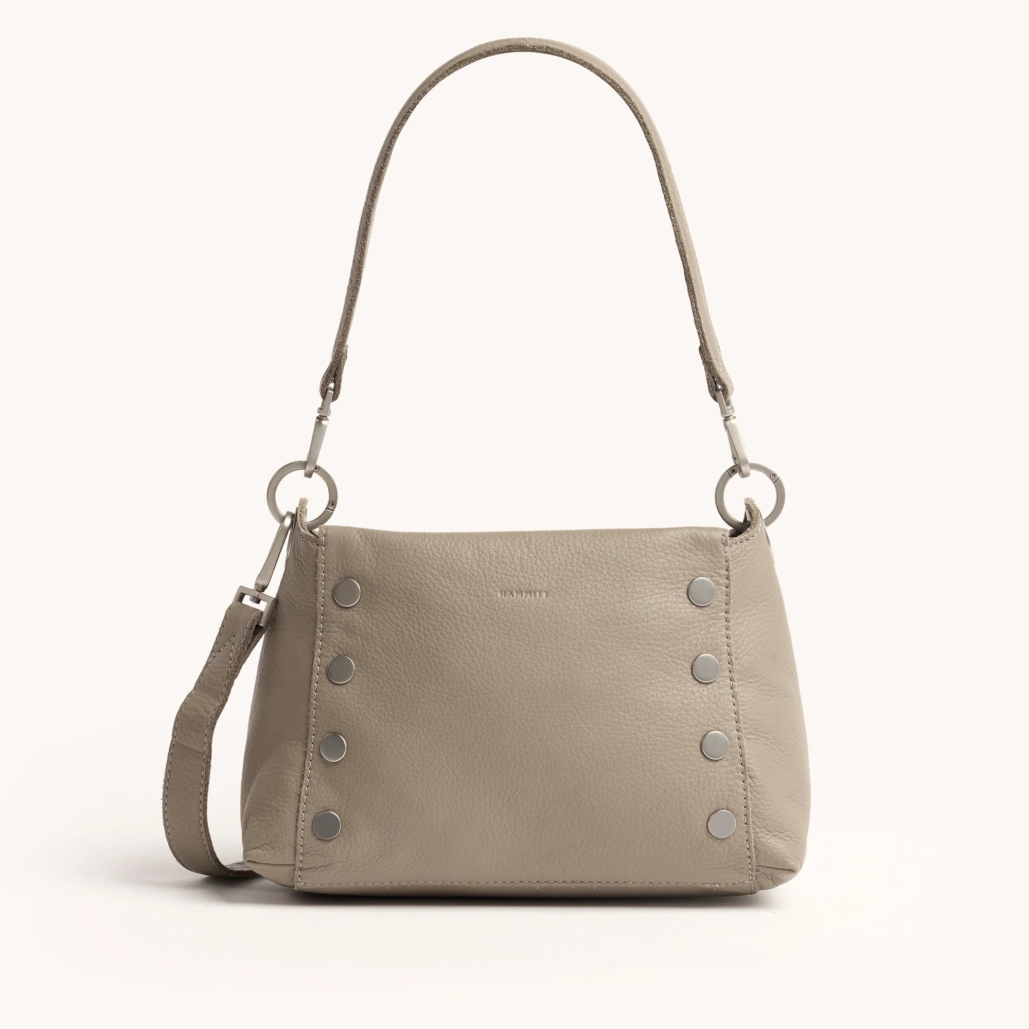 Hammitt Bryant Med Shoulder Bag in Pewter Pebble/Brushed Silver