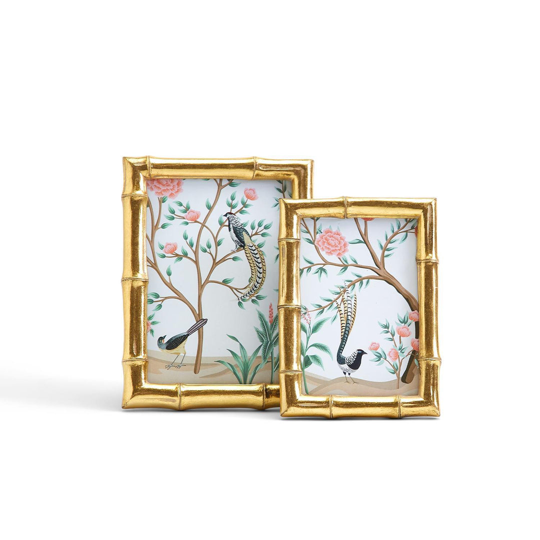 S/2 Gold Leaf Mirror Frames Incl 4x6 & 5x7