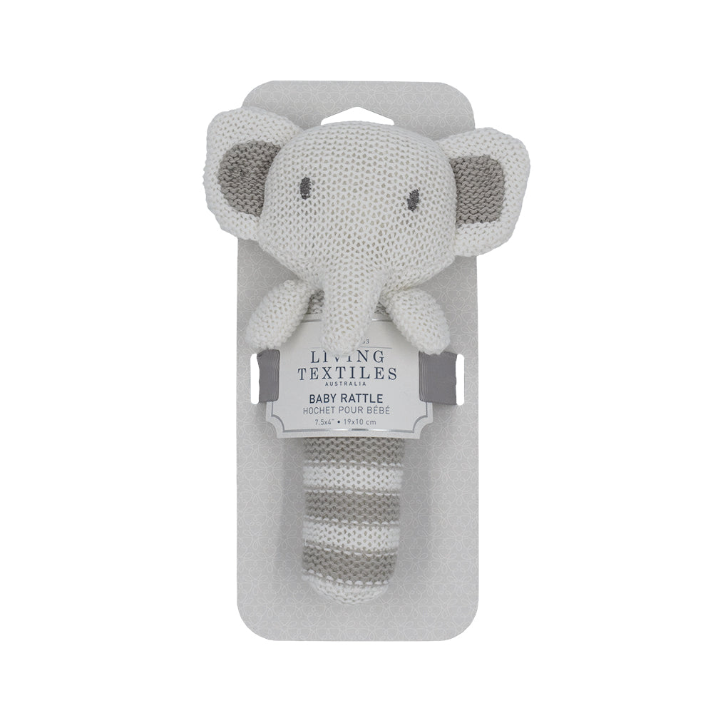 Cotton Knitted Rattle Eli Elephant Living Textiles Co