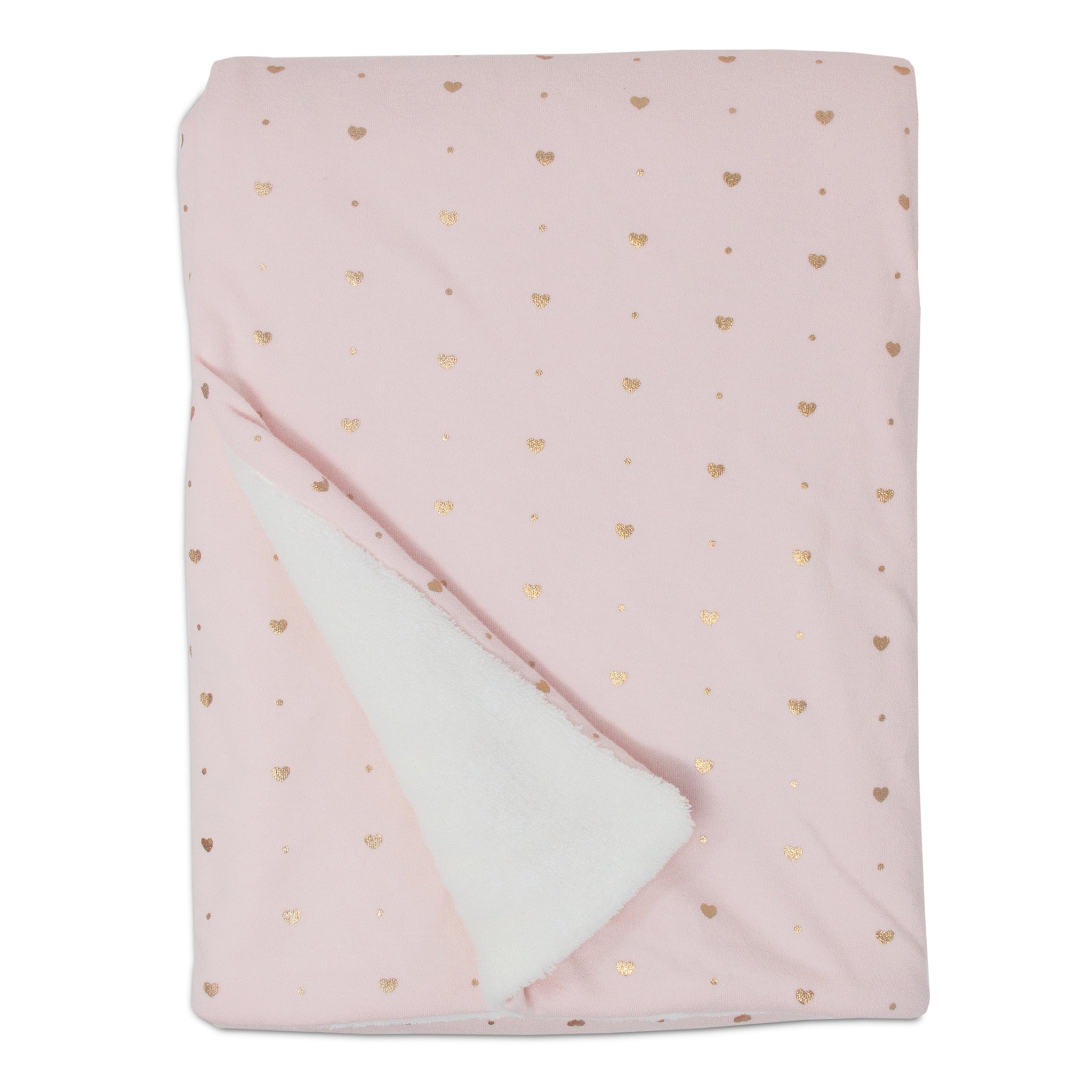 Jersey Blanket w/ Sherpa - Pink Metallic Hearts – Living Textiles Co