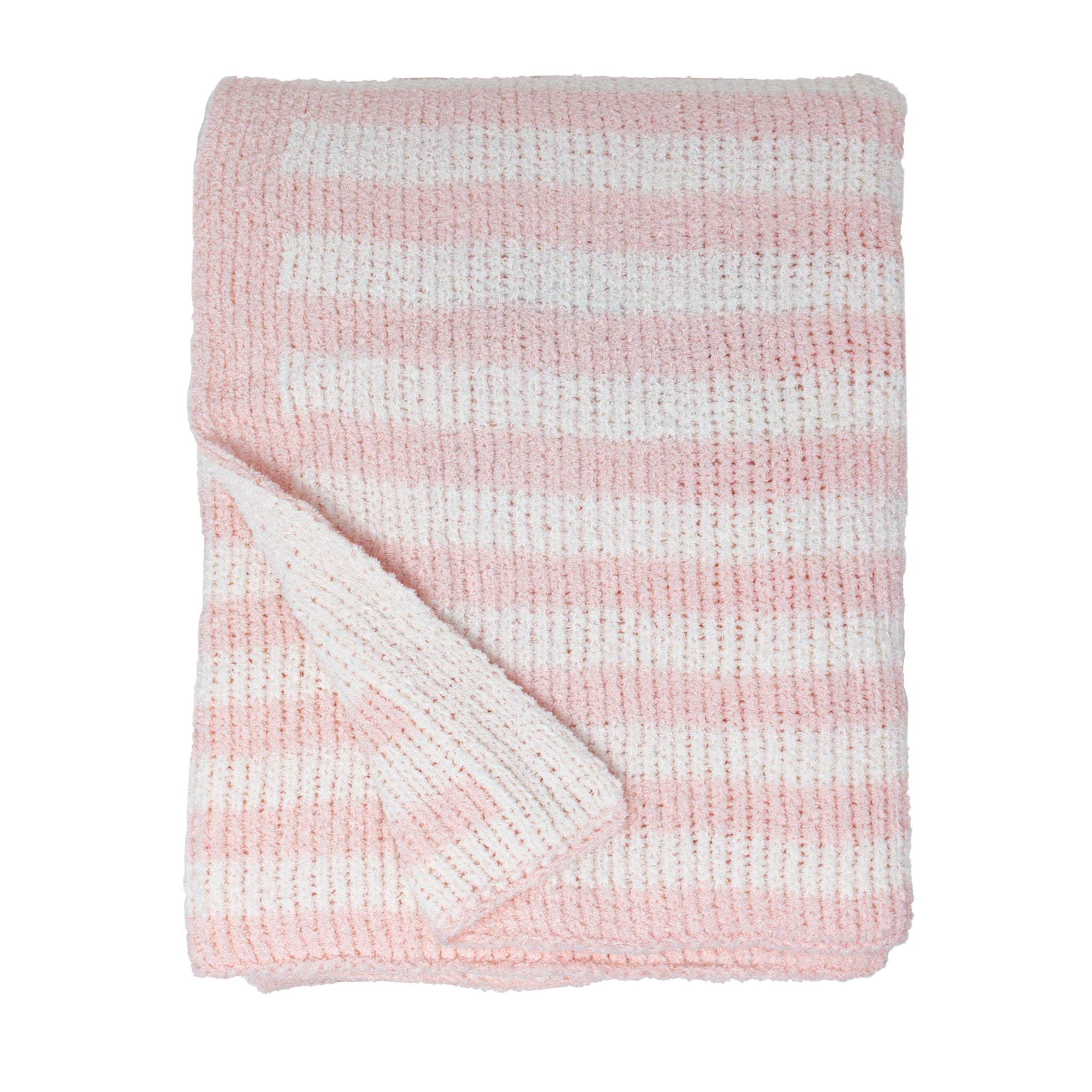 Chenille Baby Blanket - Pink Stripes 