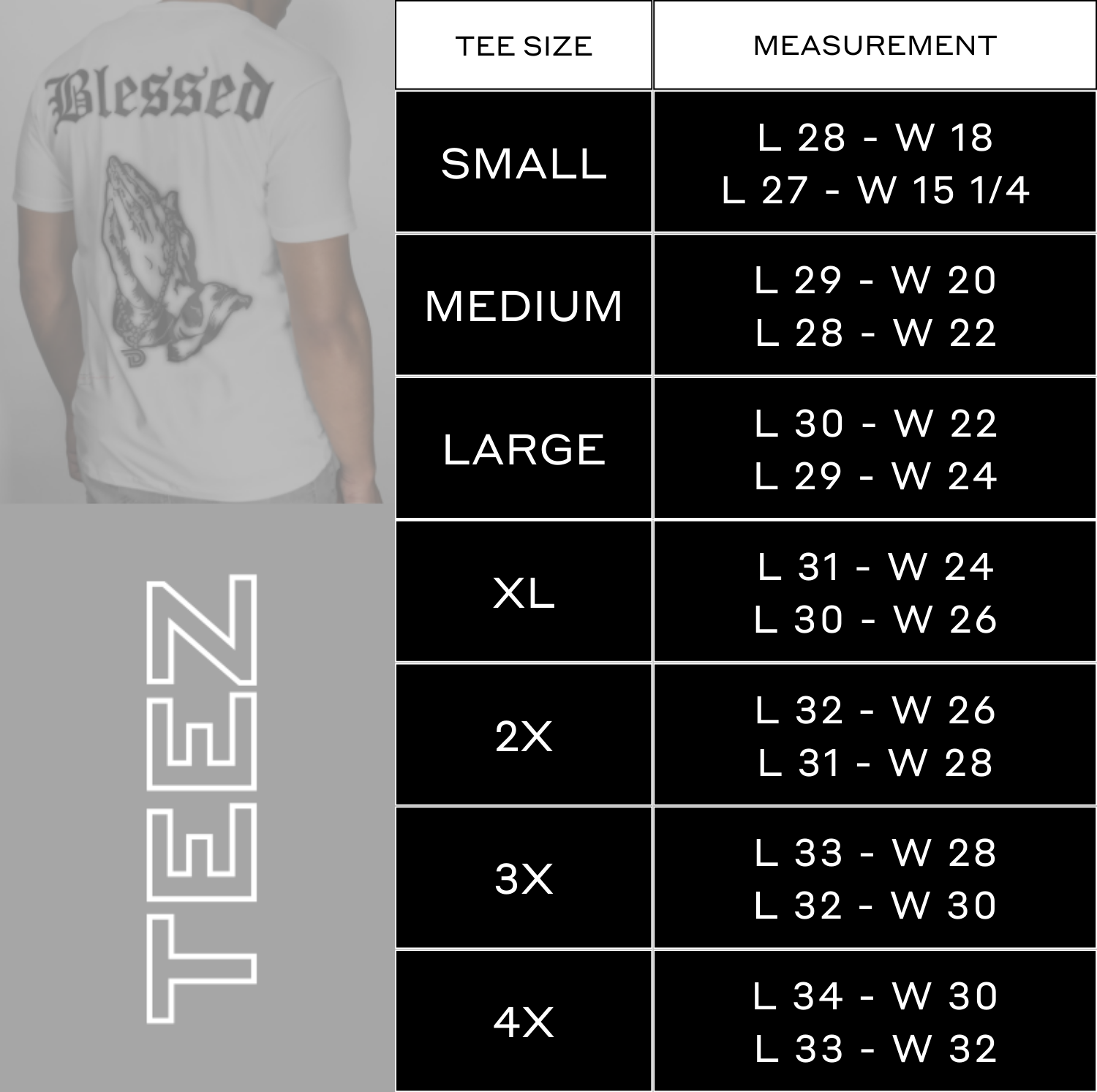 Graphic T Size Chart