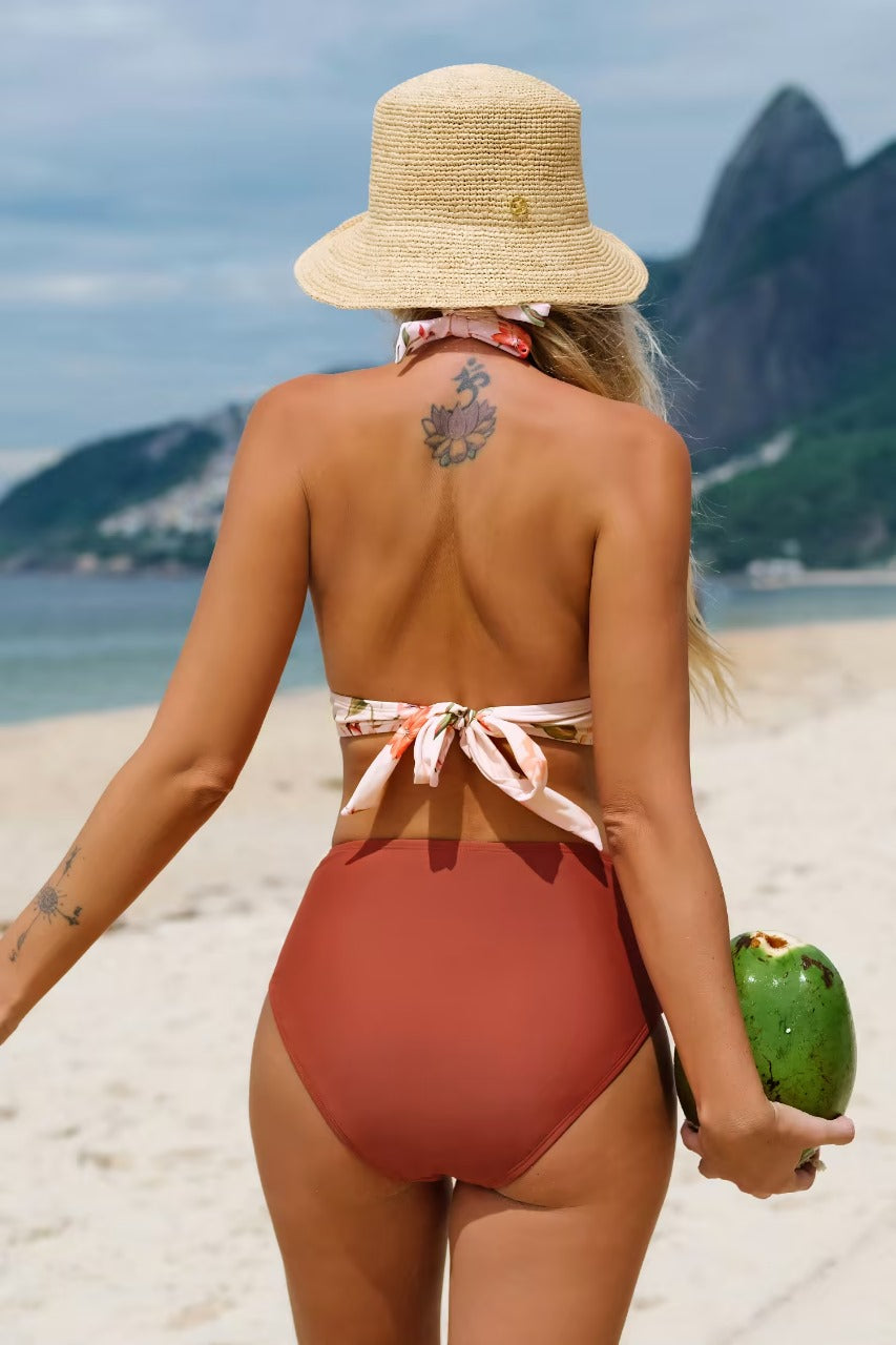 Plus Size Halter Knotted High Rise Bikini Set – The Beach Company
