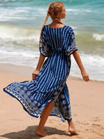Swirl Print Beach Kimono Maxi