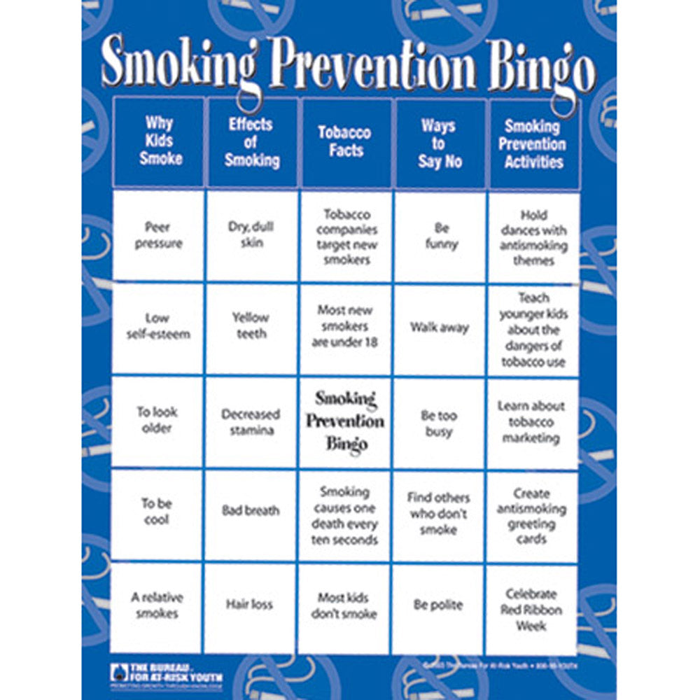 smoking prevention bingo game the bureau for at risk youth