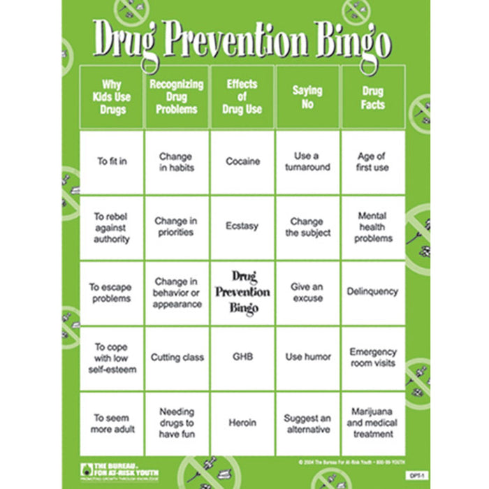 drug prevention bingo game the bureau for at risk youth