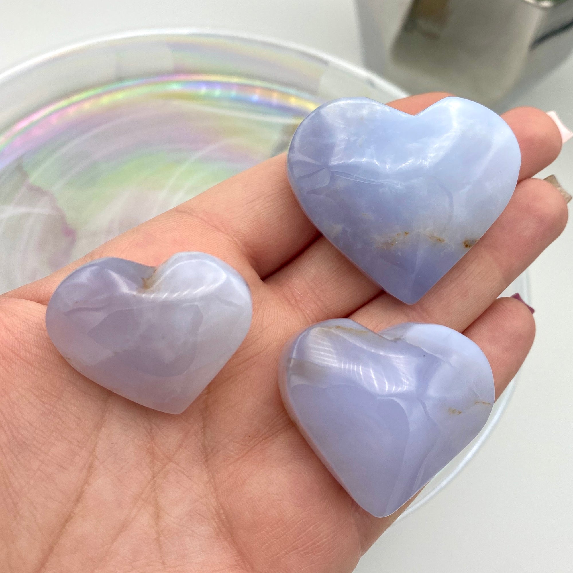 Blue Aragonite Hearts, Natural Gemstones Hearts, Healing Crystals Hearts –