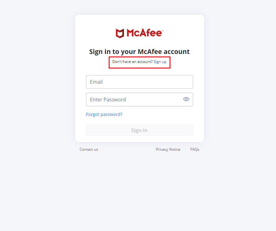 McAfee Login Signup