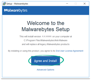 malwarebytes will not install on xp computer