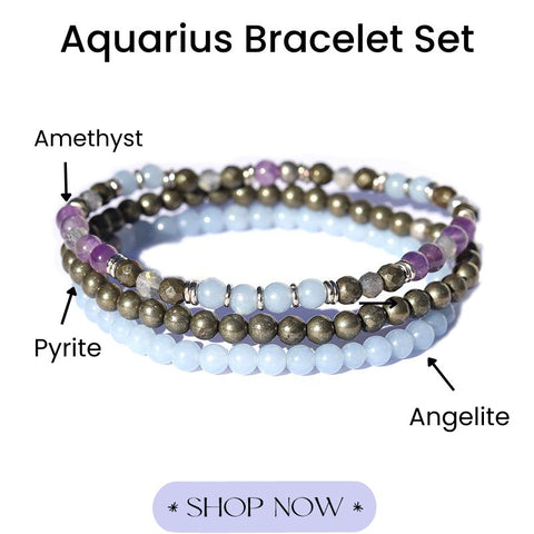 Aquarius Zodiac 8mm Bead Bracelet - Labradorite, Garnet & Amethyst – Style  of Zen