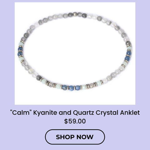 "Calm" Kyanite and Quartz Crystal Anklet
