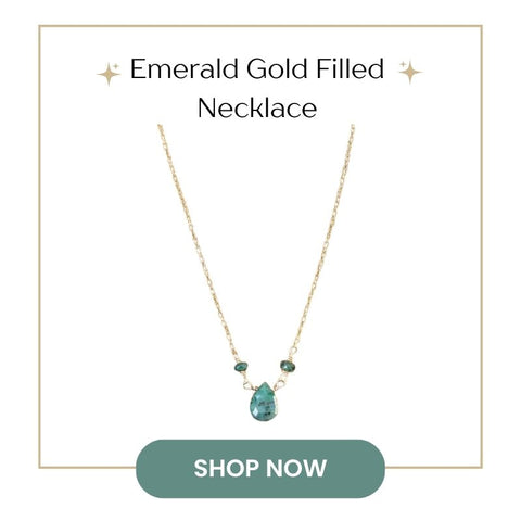 Emerald Gold Filled Necklace for Gemini