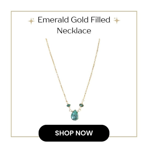 Emerald Gold Filled Necklace for successful love