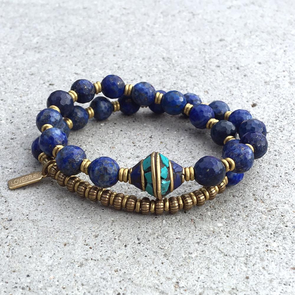 Lapis Lazuli 'Intuition' 27 Bead Wrist Mala Bracelet