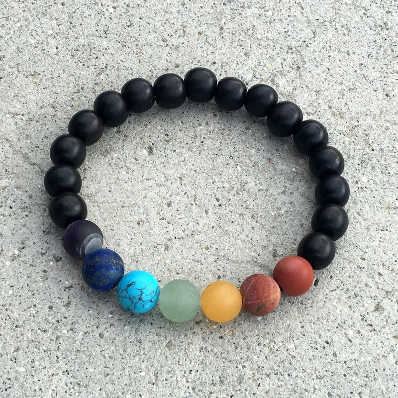 Men S Chakra Bracelet Matte Gemstones And Ebony Bracelet