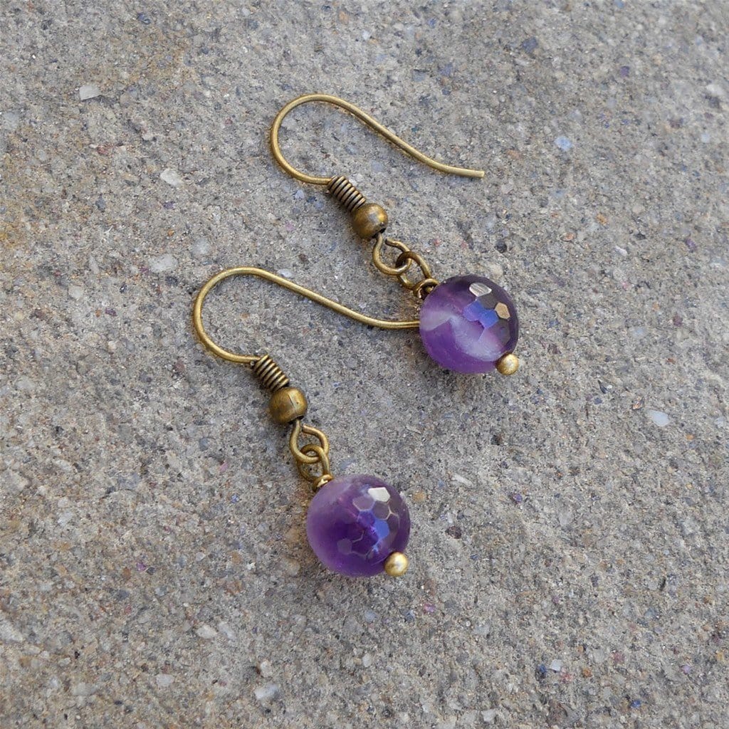 Genuine faceted amethyst gemstone earrings