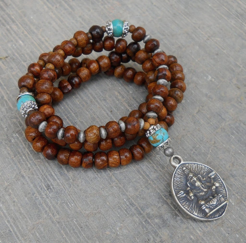 wooden prayer beads necklace