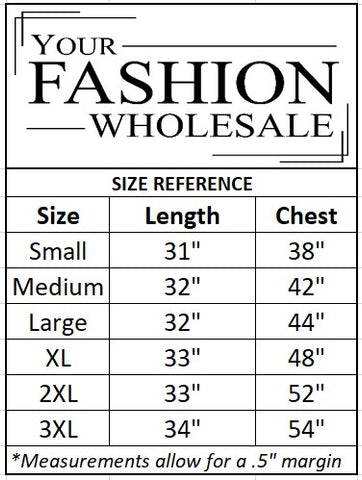 Shacket and Jacket Size Chart