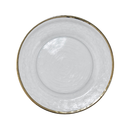 Metallic Gold Rim Glass Dinner Plate