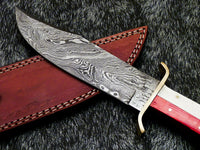 Custom Hand Forged Damascus Steel 12" Bowie Hunting Knife BONE / WOOD