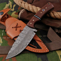 Handmade Damascus Steel, Micarta Handle Hunting Skinner Knife