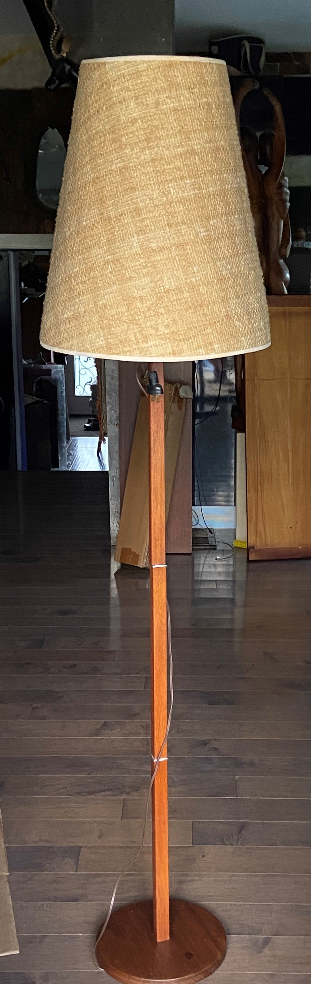 mid century teak table lamp