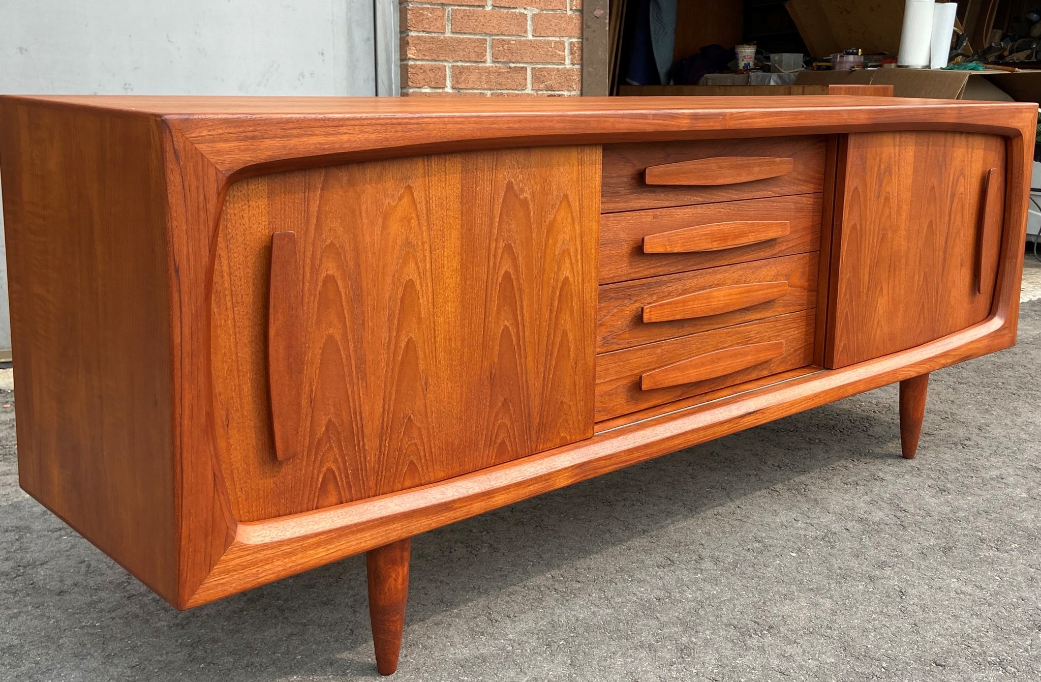 REFINISHED Danish MCM Teak sideboard Credenza TV Console 6 ft PERFECT