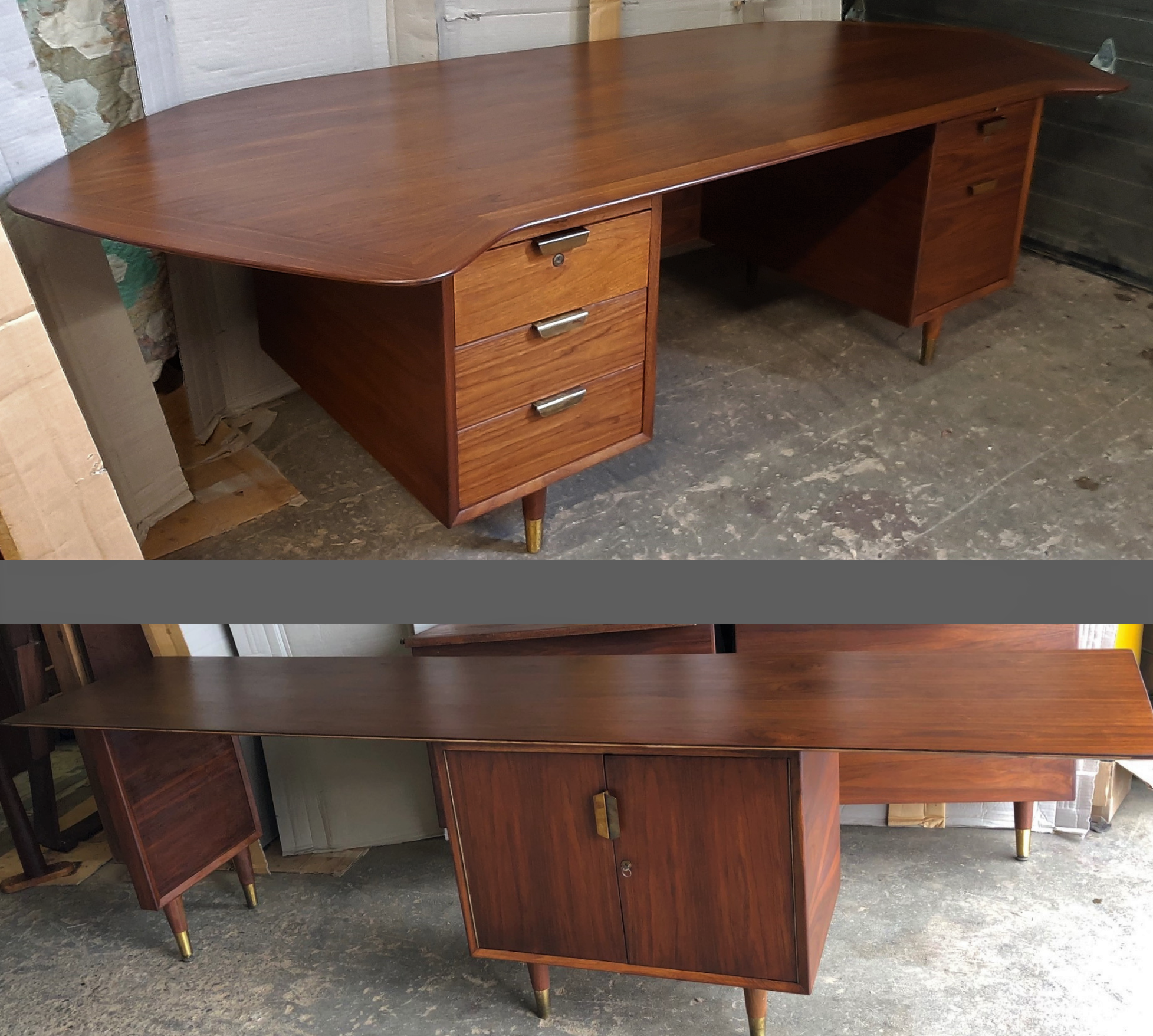 Refinished Large Mcm Walnut Office Suite Perfect Desk Free