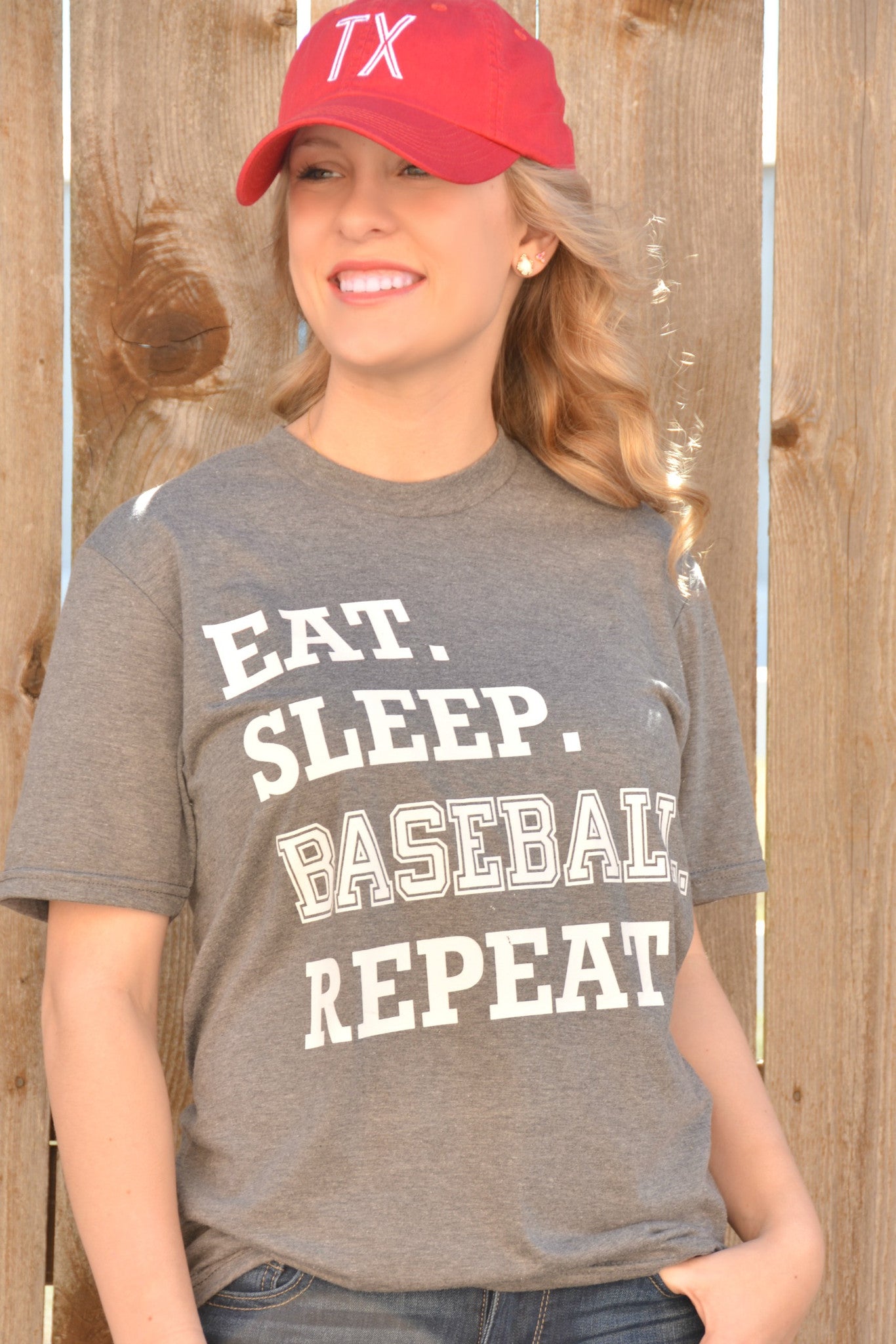 Eat. Sleep. Baseball. Repeat. Tee - Gray