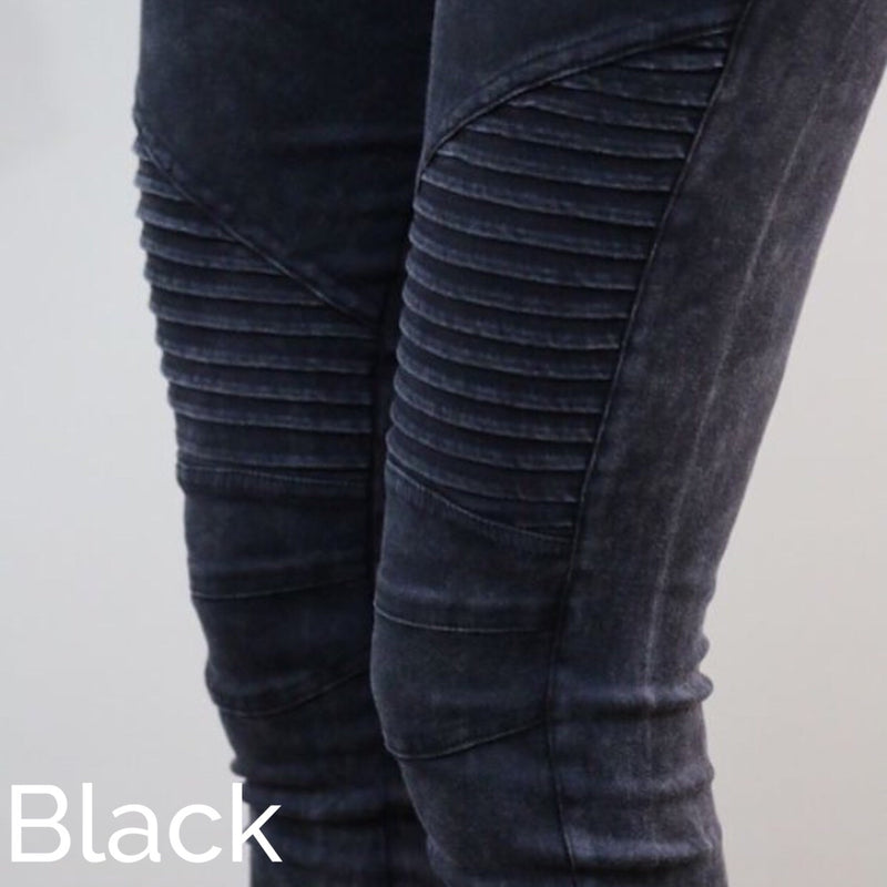 denim moto jeggings