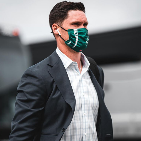 Chris Hogan wearing FOCO New York Jets face cover