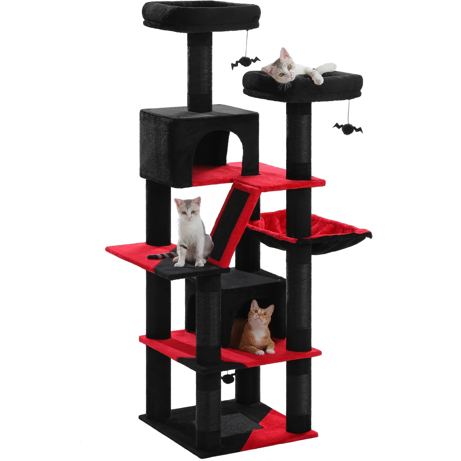 Tall Cat Tree Tower for Indoor Cats, Multi-Level Plush Cat Condo w/ Scratching Posts and Beds