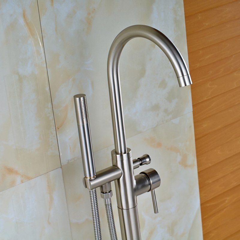 Helix Ascoli Bath Faucet Floor Mounted Brushed Chrome Helix Tapware