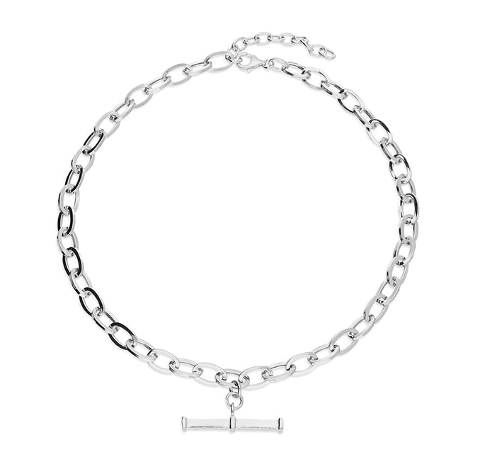 Silver 45cm Belcher Fob Necklet With Cz | Prouds