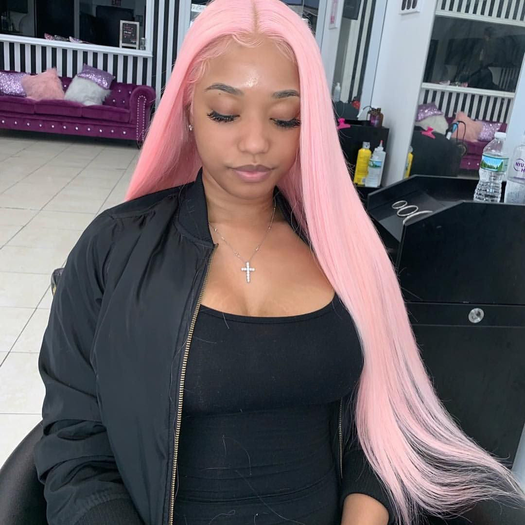 Peruvian Hair Light Pink Color Straight Lace Front Wig – Lux Hair Shop
