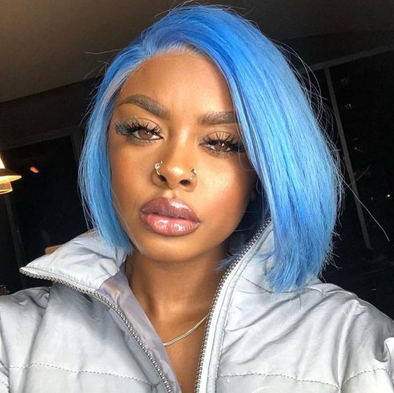 Peruvian Hair Light Blue Color Straight Lace Front Bob Wig – Lux Hair Shop