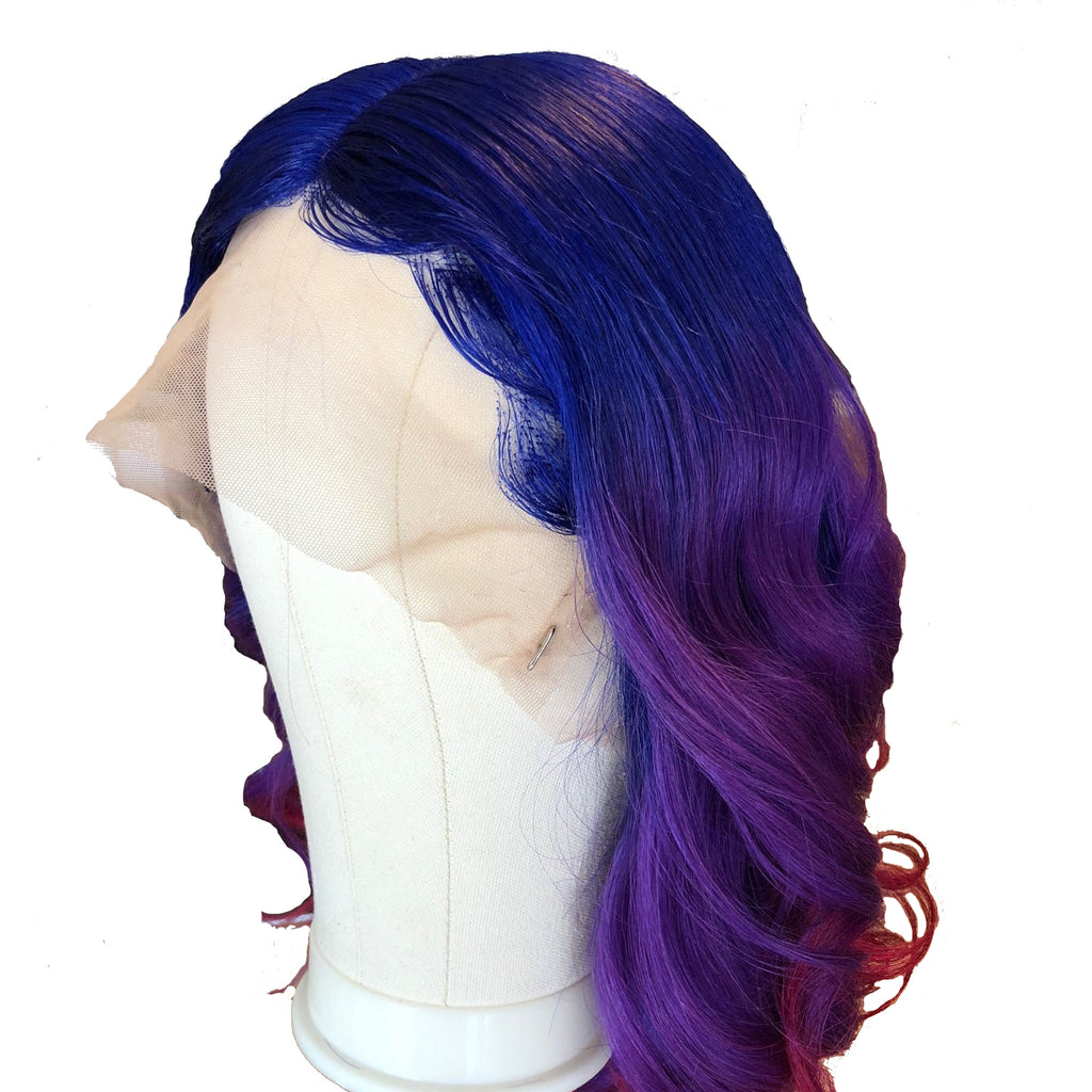 blue and purple wig