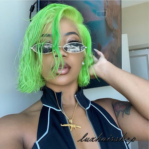 green bob wig