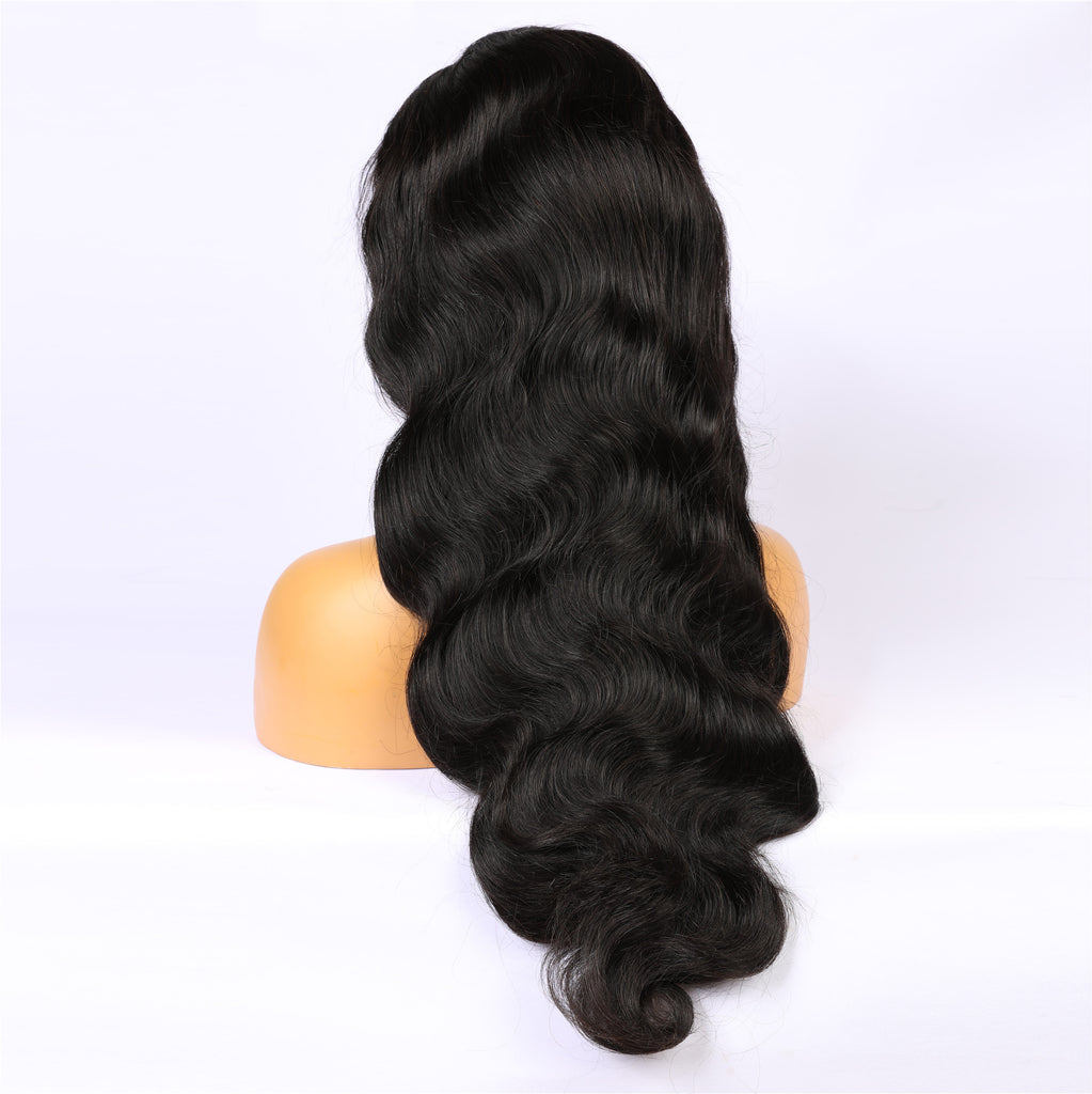 Brazilian Hair Black Color Fashion Body Wavy Long Hair Lace Front Wig ...