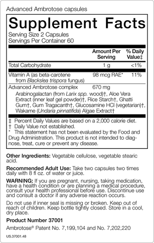 Advanced Ambrotose Capsules Label